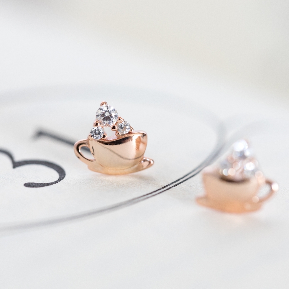 Petite Cappuccino Earring Studs (S925) - Only 1 left! - Picture 2 of 10